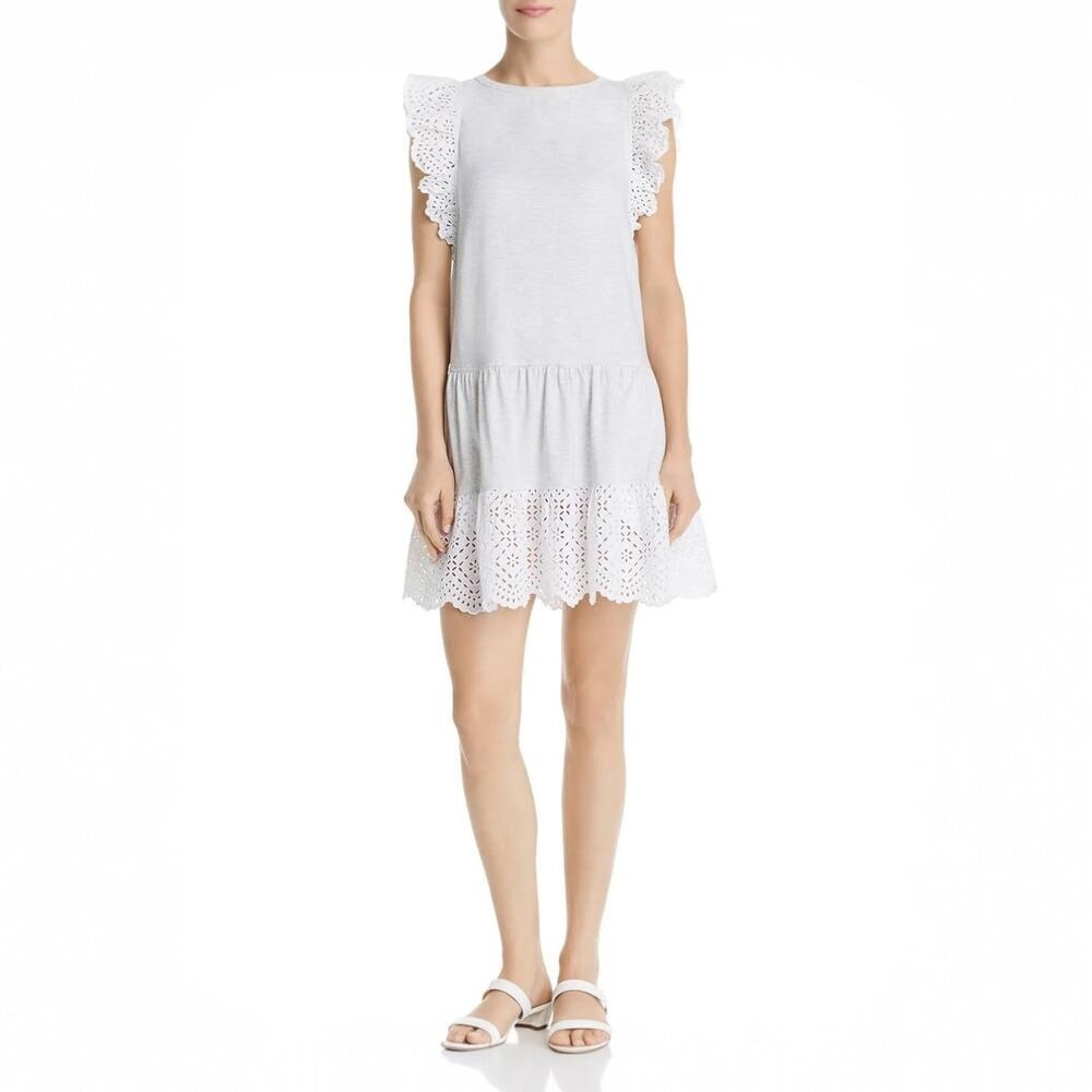Rebecca Taylor White Eyelet Flutter Sleeve Mini Dress